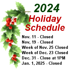 2021 Holiday Hours